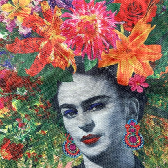 Frida Kahlo UpCycled Oversized Lg Button/Zipper Flora  Jacket - Picture 3 of 5